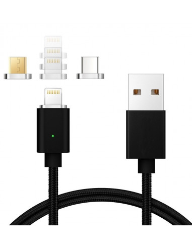 Kabel magnetyczny Micro USB / Apple / USB Type-C - M4