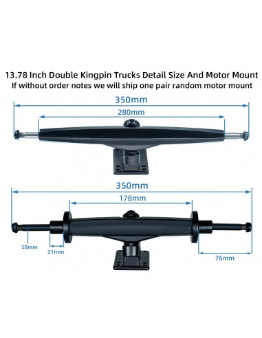 Zestaw trucków double kingpin 13,78" Rozmiary
