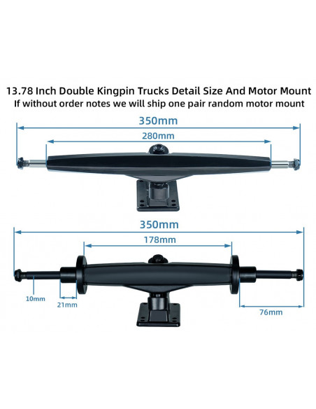 Zestaw trucków double kingpin 13,78" Rozmiary Zestaw trucków double kingpin 13,78" Rozmiary