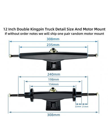 Trucki double kingpin 12" o przekroju diamentu...