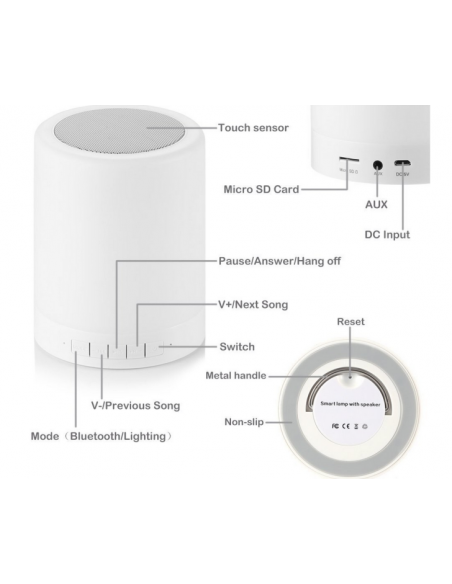 Kolorowa lampka LED z głośnikiem Bluetooth