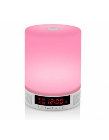Kolorowa lampka LED z głośnikiem Bluetooth, zegarkiem i budzikiem