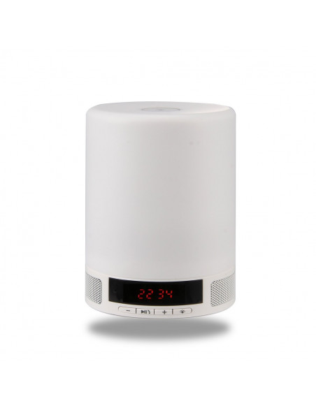 Kolorowa lampka LED z głośnikiem Bluetooth, zegarkiem i budzikiem
