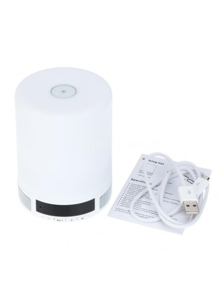 Kolorowa lampka LED z głośnikiem Bluetooth, zegarkiem i budzikiem