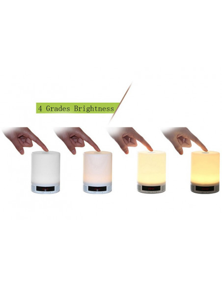 Kolorowa lampka LED z głośnikiem Bluetooth, zegarkiem i budzikiem